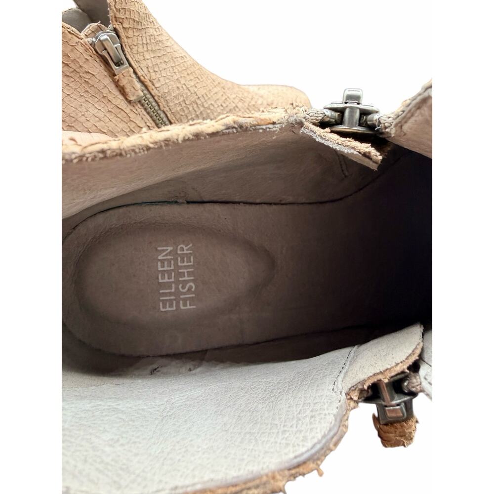 Eileen Fisher Leather Ankle Boots Tan Textured Zip Size 7 - Picture 4 of 13